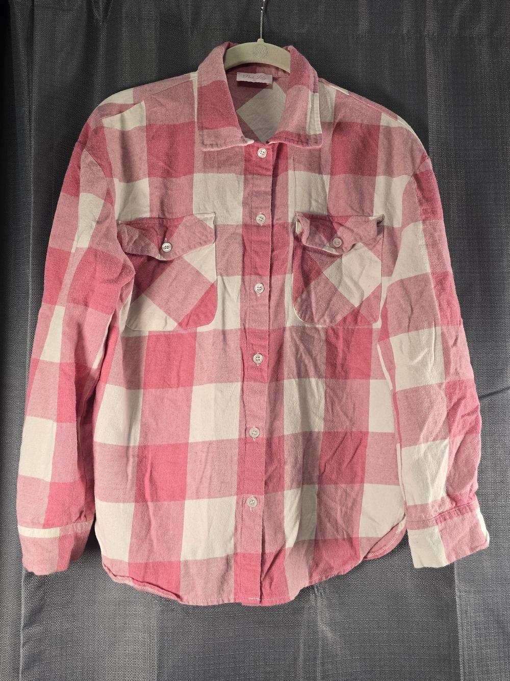 Kids Pink and White Buffalo Check Button-Up Shirt